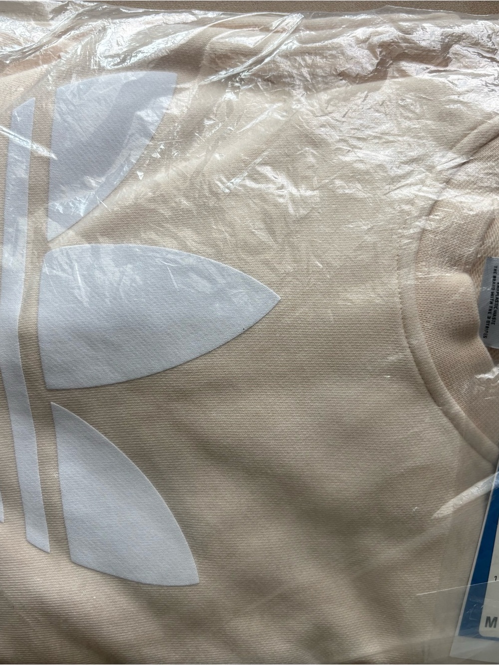 adidas Cream Crewneck Sweatshirt with White Trefoil
